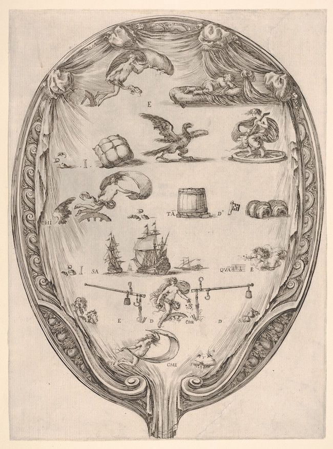 A detailed black and white engraving or drawing, likely an anatomical illustration with fantastical elements.