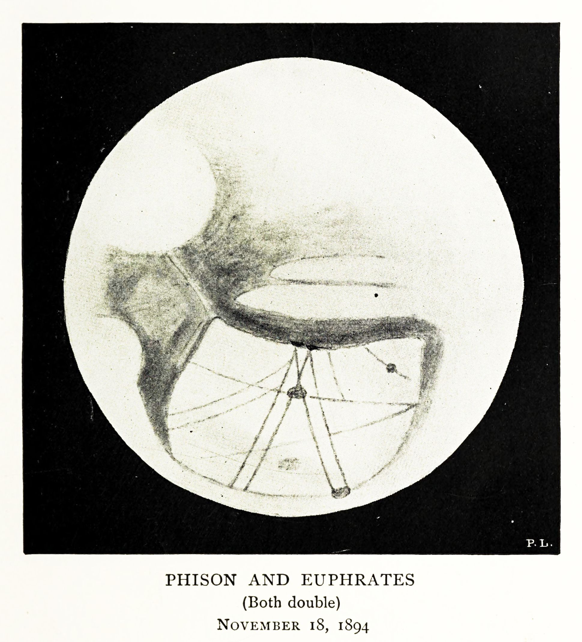 Vintage astronomical chart of Phison and Euphrates, dated November 18, 1894.