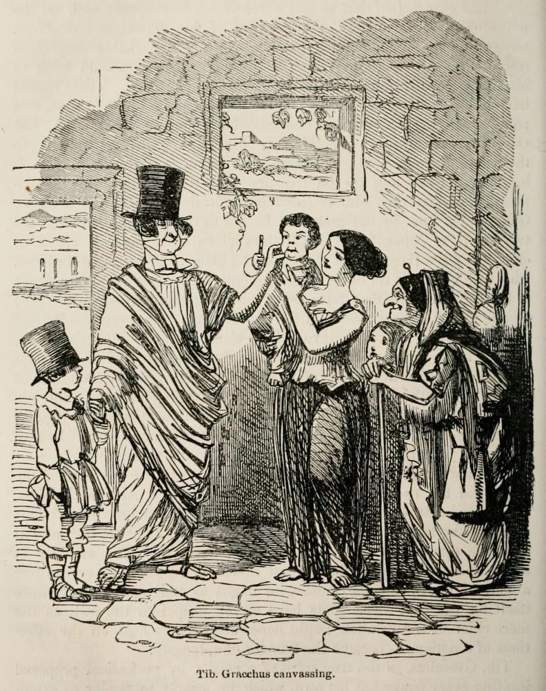 A black and white illustration of a man canvassing, with a woman, an older woman with a cane, and a young boy.