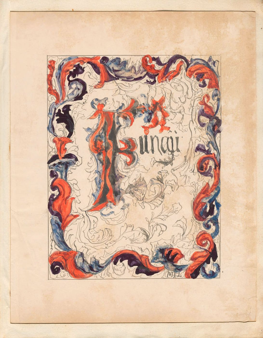 A decorative illustration featuring a large, ornate initial letter 'P' with the word 'uncai' written below it.
