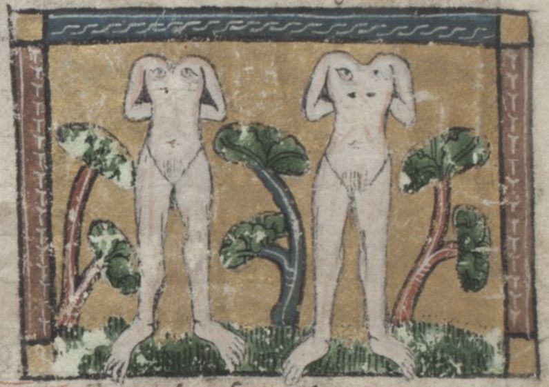 Medieval illustration of Adam and Eve