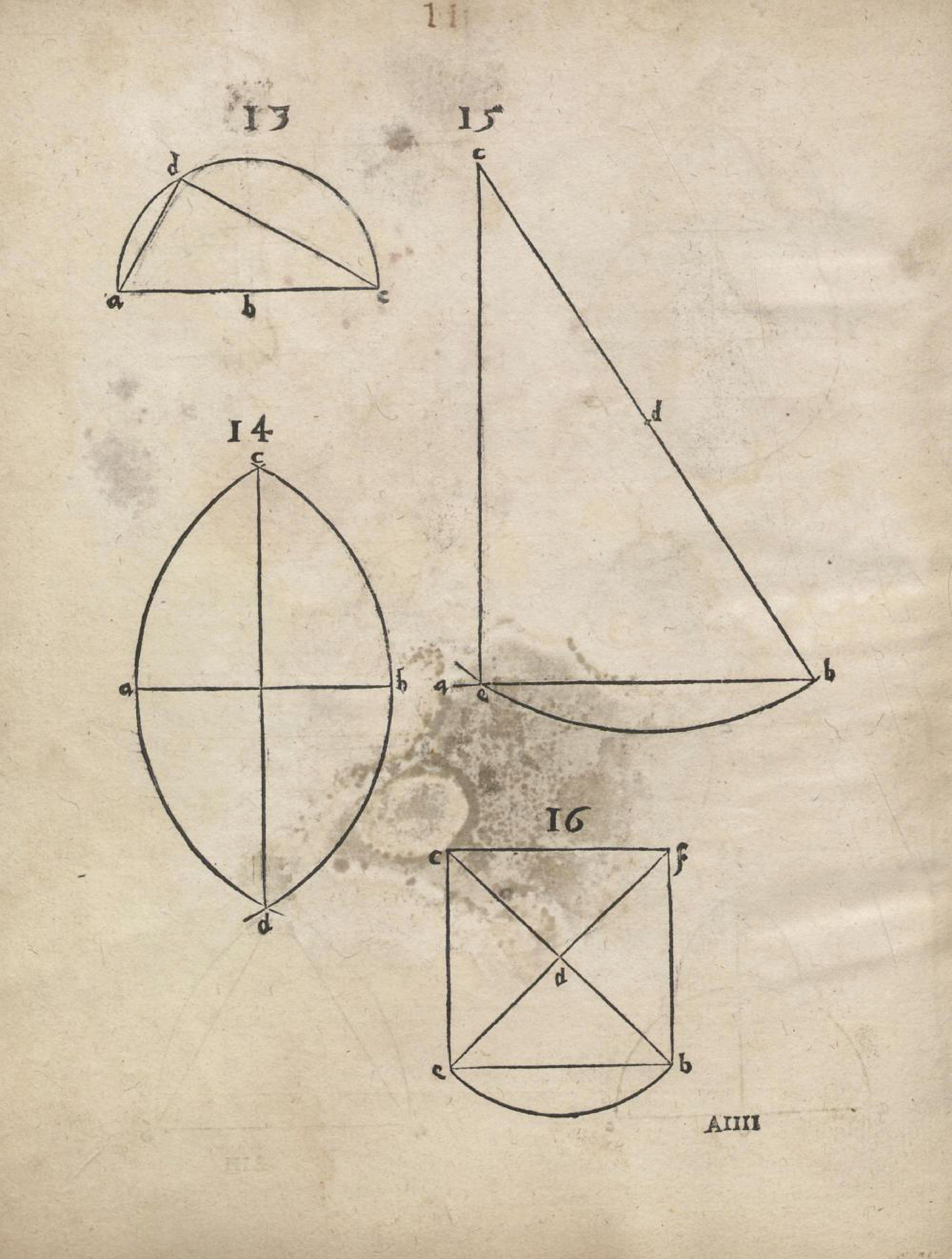 Vintage mathematical diagram with geometric shapes and labeled points.