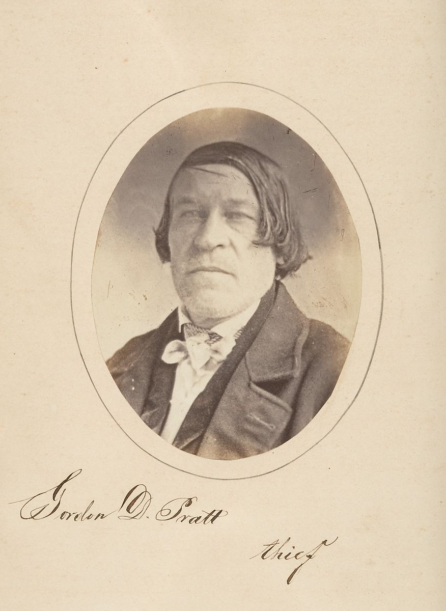 Vintage portrait of Gordon S. Pratt with handwritten label 'Thief' below.