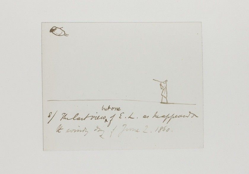 A sepia-toned sketch of a person looking through a telescope with a small drawing of a fish above and handwritten text below.