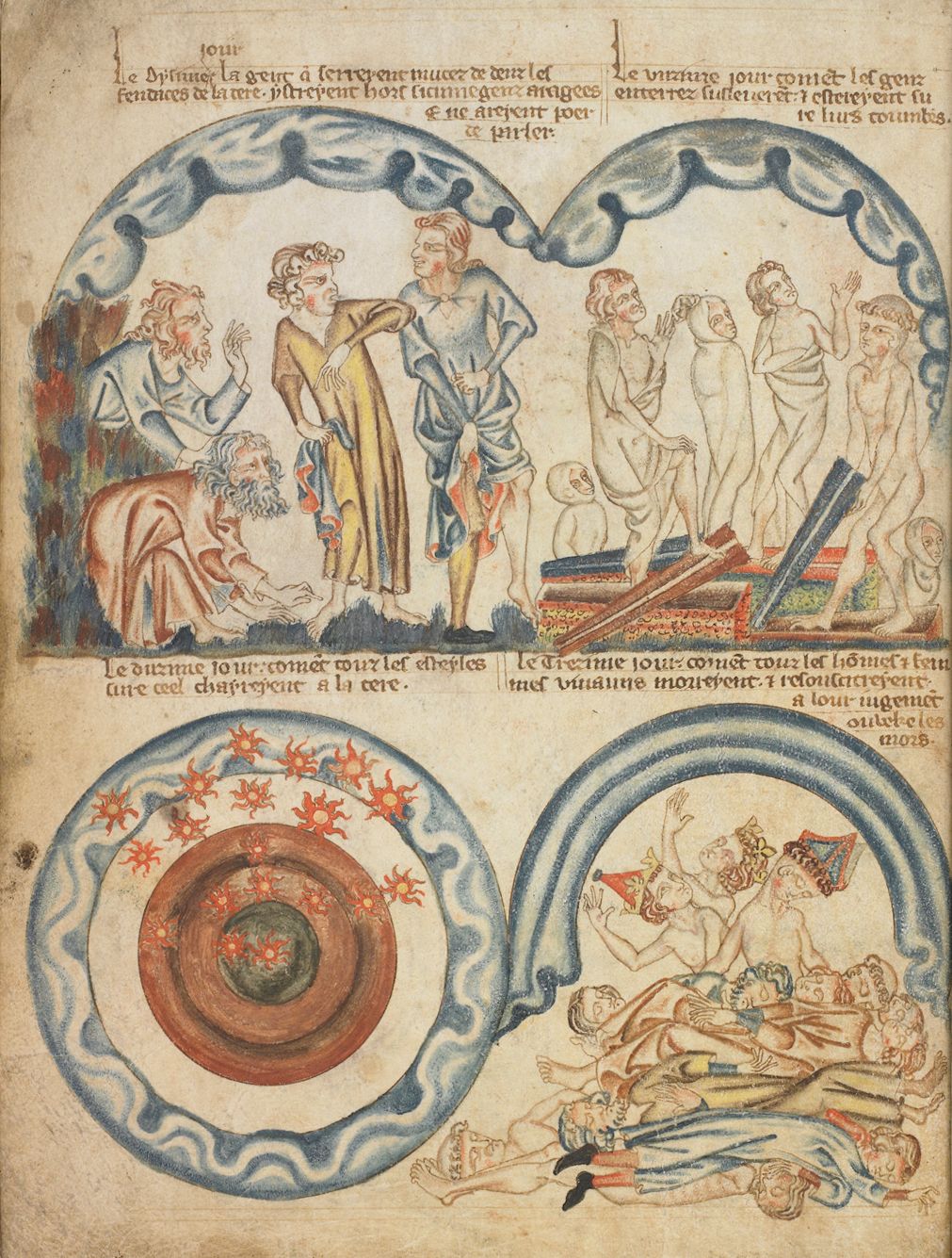 Medieval manuscript illumination depicting scenes related to the months or seasons.