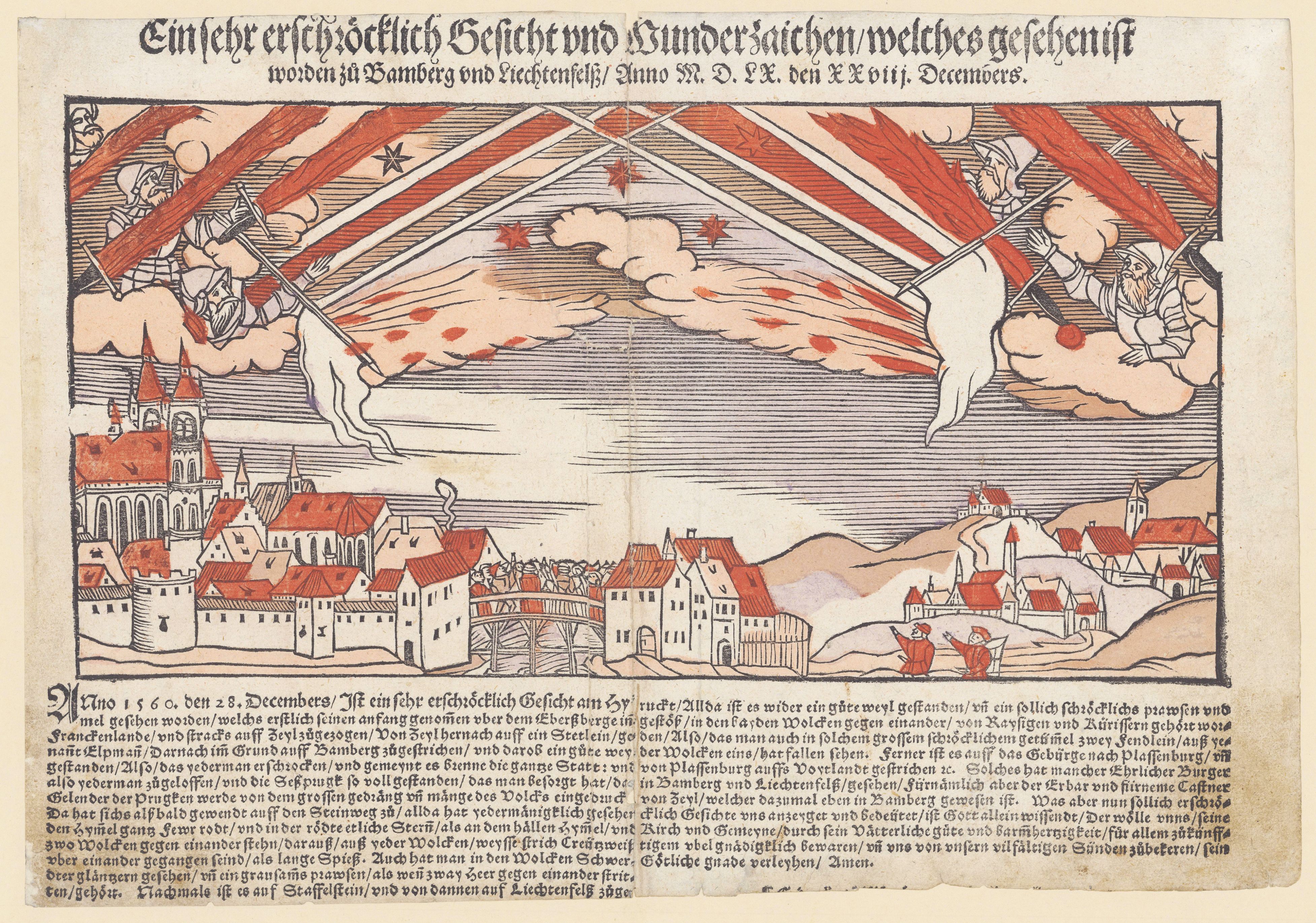A detailed historical engraving depicting a battle scene in a city and surrounding landscape.
