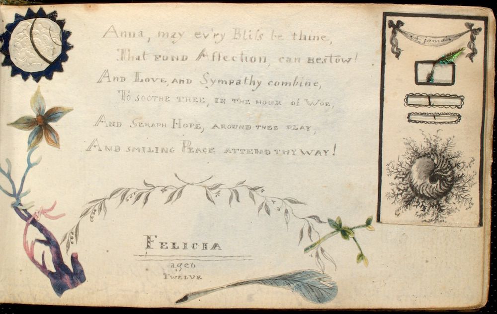 A vintage sympathy card with handwritten text and hand-painted decorations.