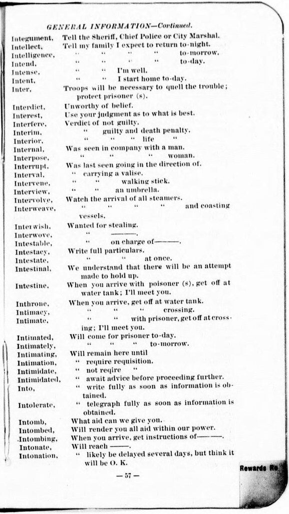 A page from a historical document with a dense list of words and short phrases.