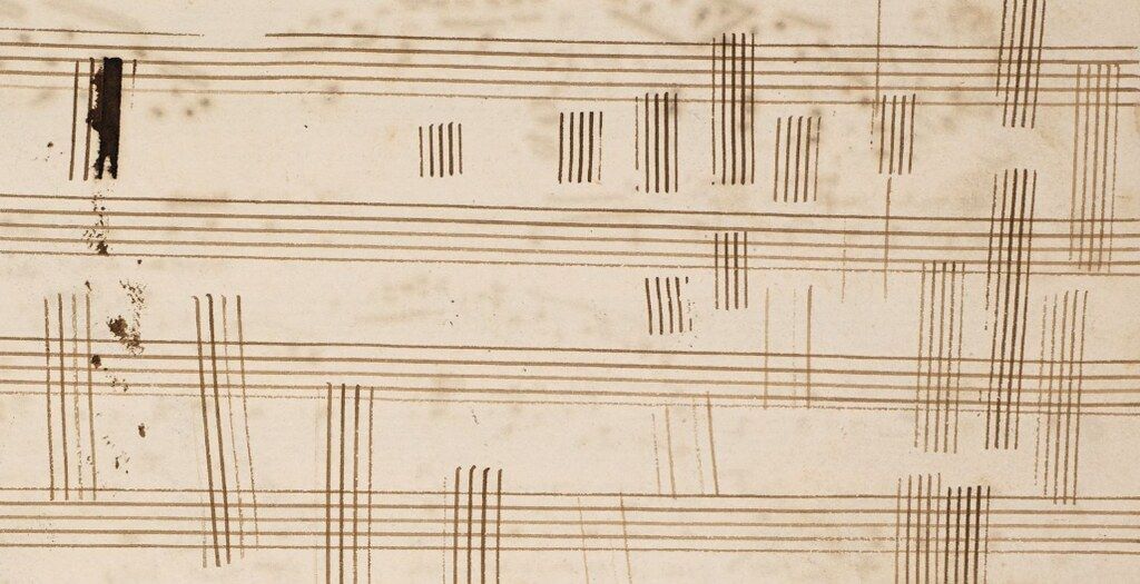 Abstract art with a network of thin, dark brown lines against a beige background.